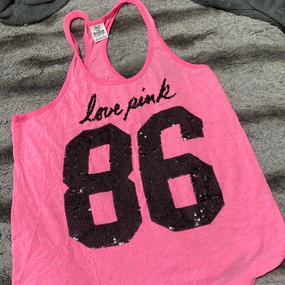 PINK Victoria's Secret Tops - PINK VS bubble gum pink racerback tank with sequin